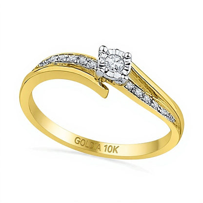 0.1 CT. TW Diamond Wavy Bypass Promise Ring in 10K Gold
