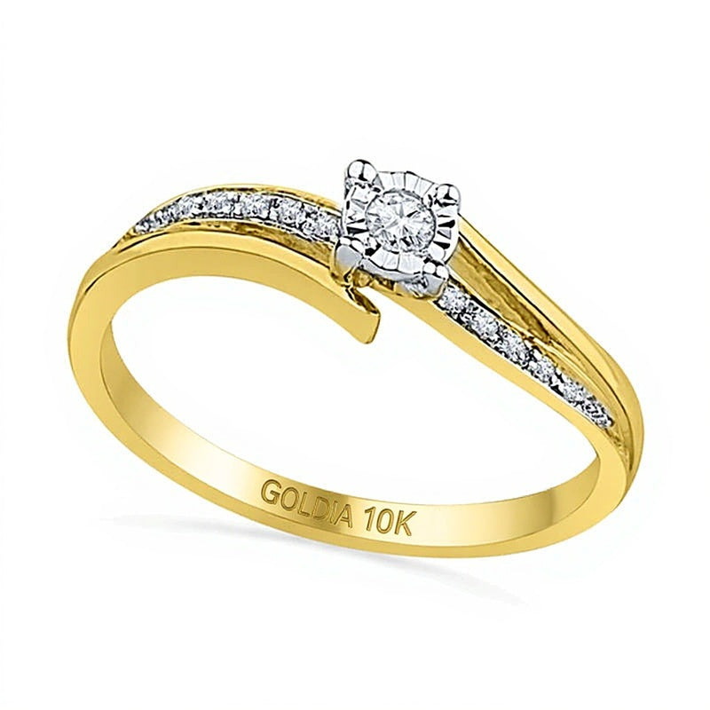 0.1 CT. TW Diamond Wavy Bypass Promise Ring in 10K Gold