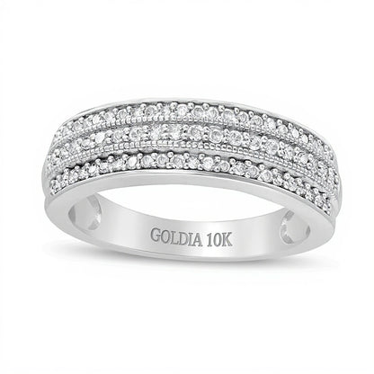 0.33 CT. TW Diamond Multi-Row Vintage-Style Band in 10K White Gold