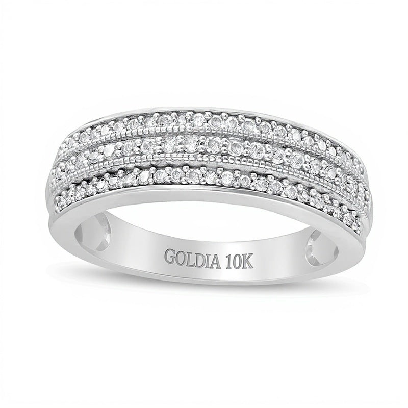 0.33 CT. TW Diamond Multi-Row Vintage-Style Band in 10K White Gold