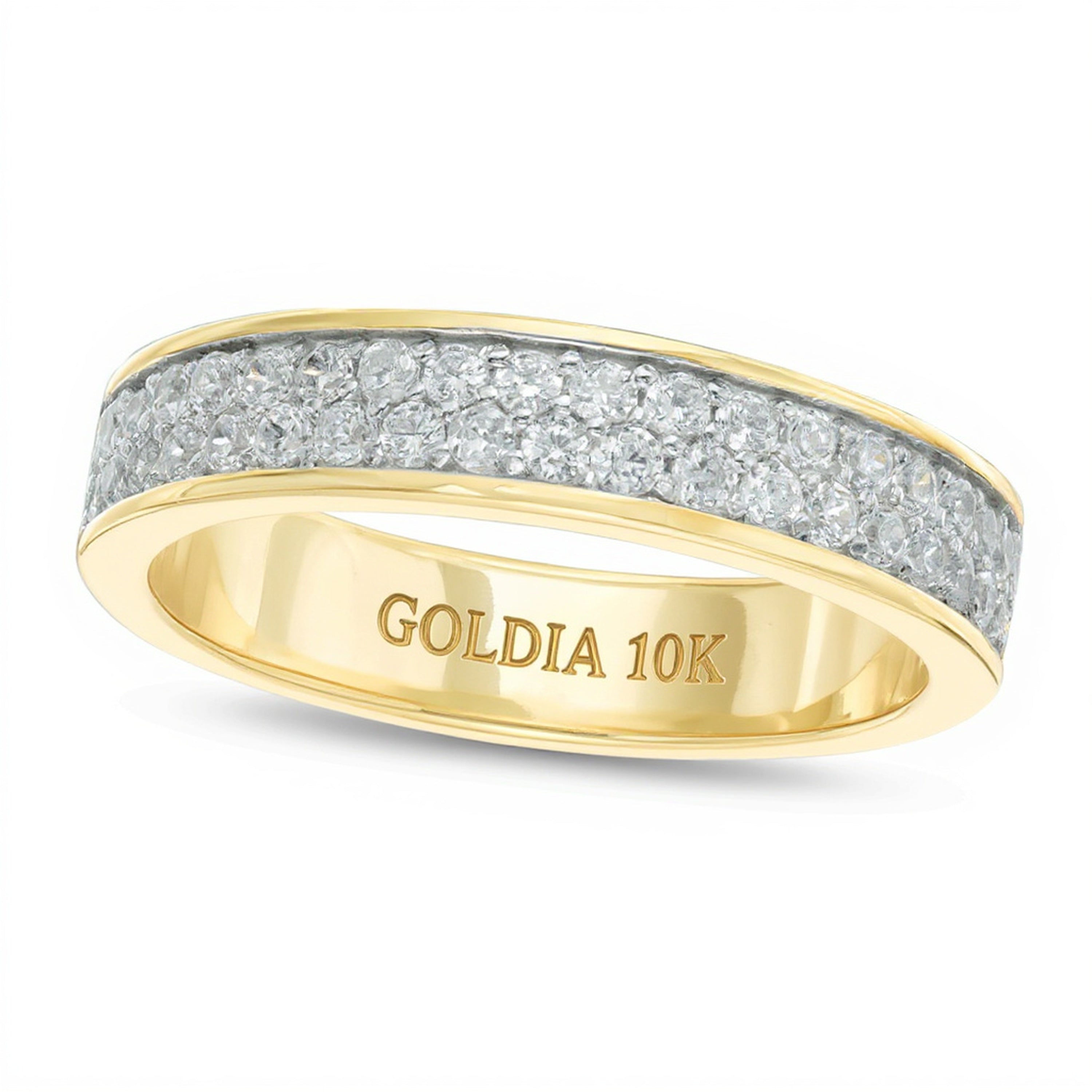 0.5 CT. TW Diamond Double Row Wedding Band in 10K Gold