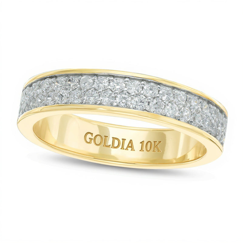 0.5 CT. TW Diamond Double Row Wedding Band in 10K Gold
