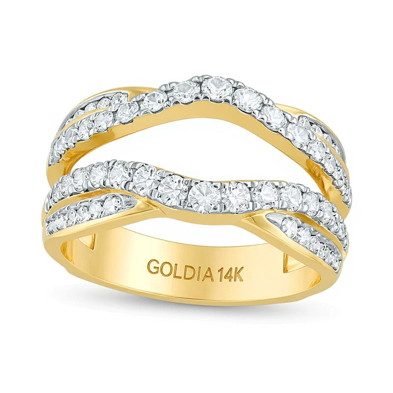 1.0 CT. TW Diamond Criss-Cross Ring Solitaire Enhancer in 14K Gold
