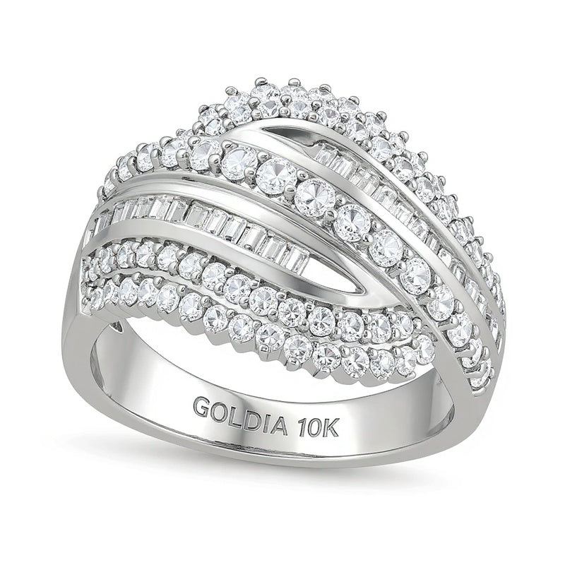 1.0 CT. TW Diamond Shadow Rolling Wave Ring in 10K White Gold