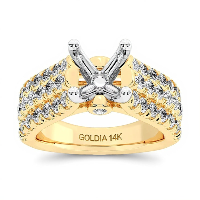 1.5 CT. TW Lab-Grown Diamond Multi-Row Semi Mount in 14K Gold (F/VS2)