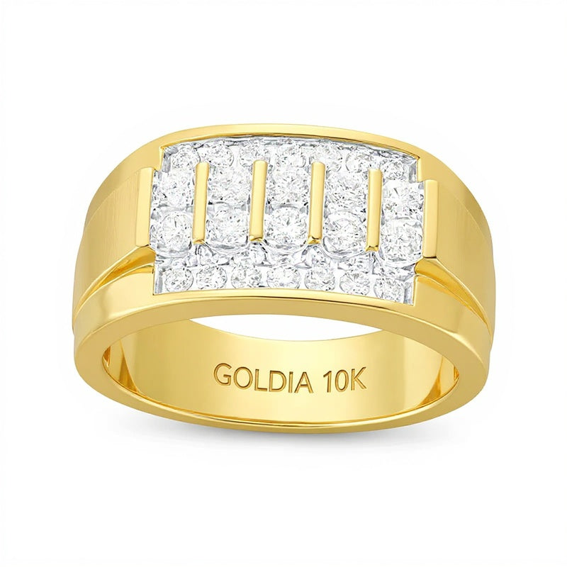 0.75 CT. TW Diamond Quadruple Row Stepped Shank Band in 10K Gold