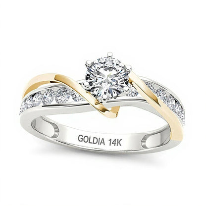 0.75 CT. TW Diamond Crossover Engagement Ring in 14K Two-Tone Gold