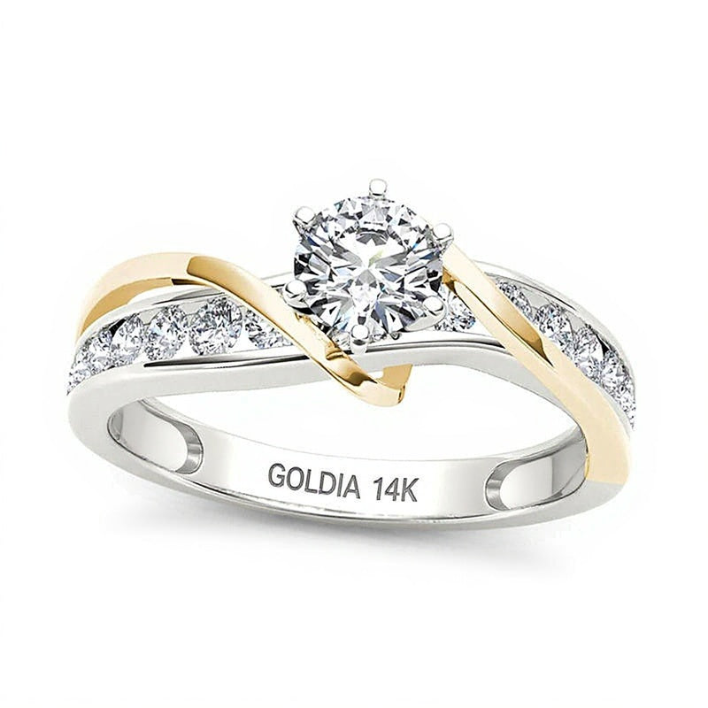 0.75 CT. TW Diamond Crossover Engagement Ring in 14K Two-Tone Gold