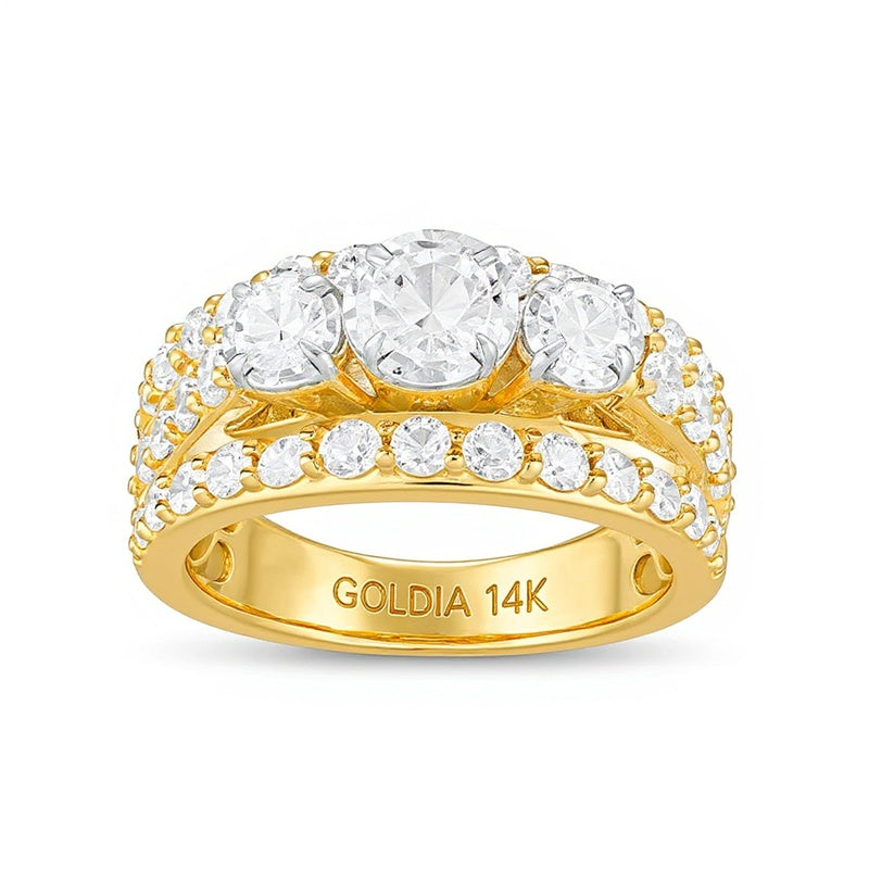 2.0 CT. TW Diamond Past Present FutureÂ® Triple Row Engagement Ring in 14K Gold