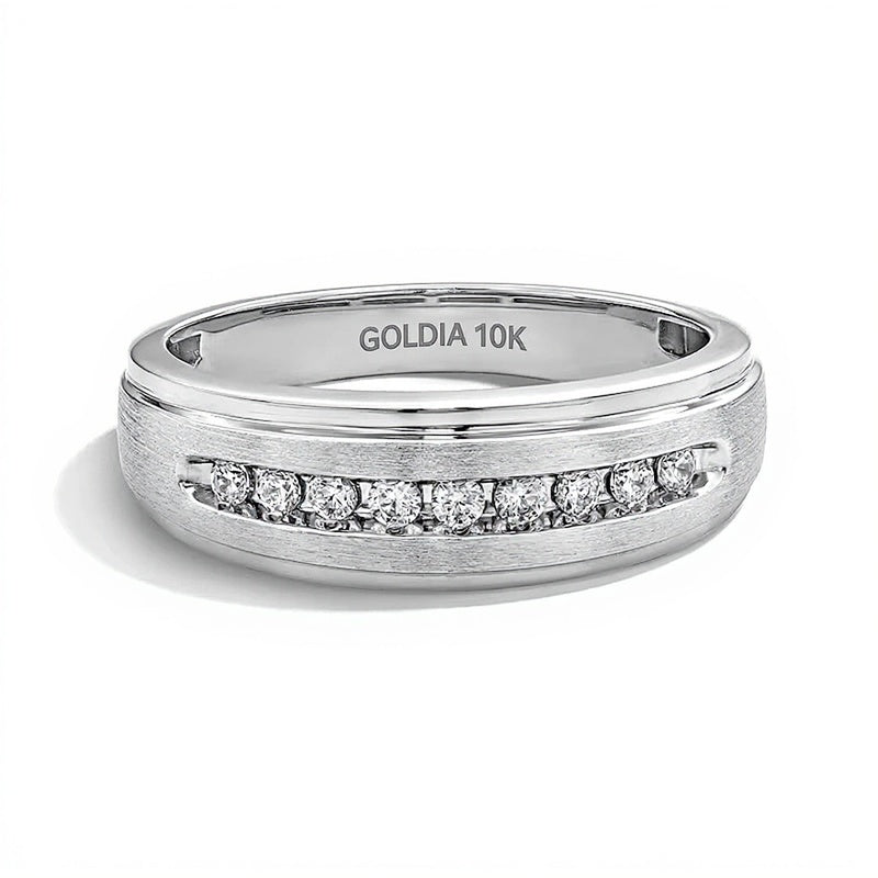 0.25 CT. TW Diamond Stepped Edge Band in 10K White Gold