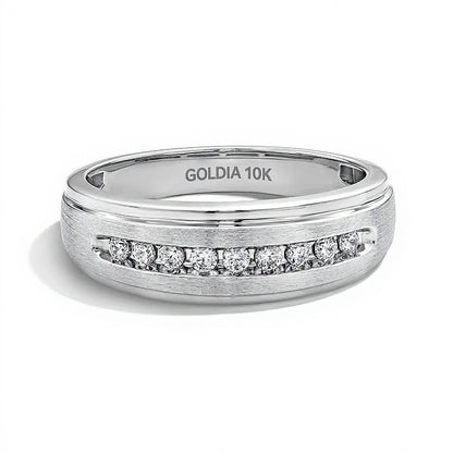 0.25 CT. TW Diamond Stepped Edge Band in 10K White Gold