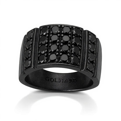 2.2 CT. TW Black Diamond Rectangle-Top Ring in Oxidized Black Sterling Silver