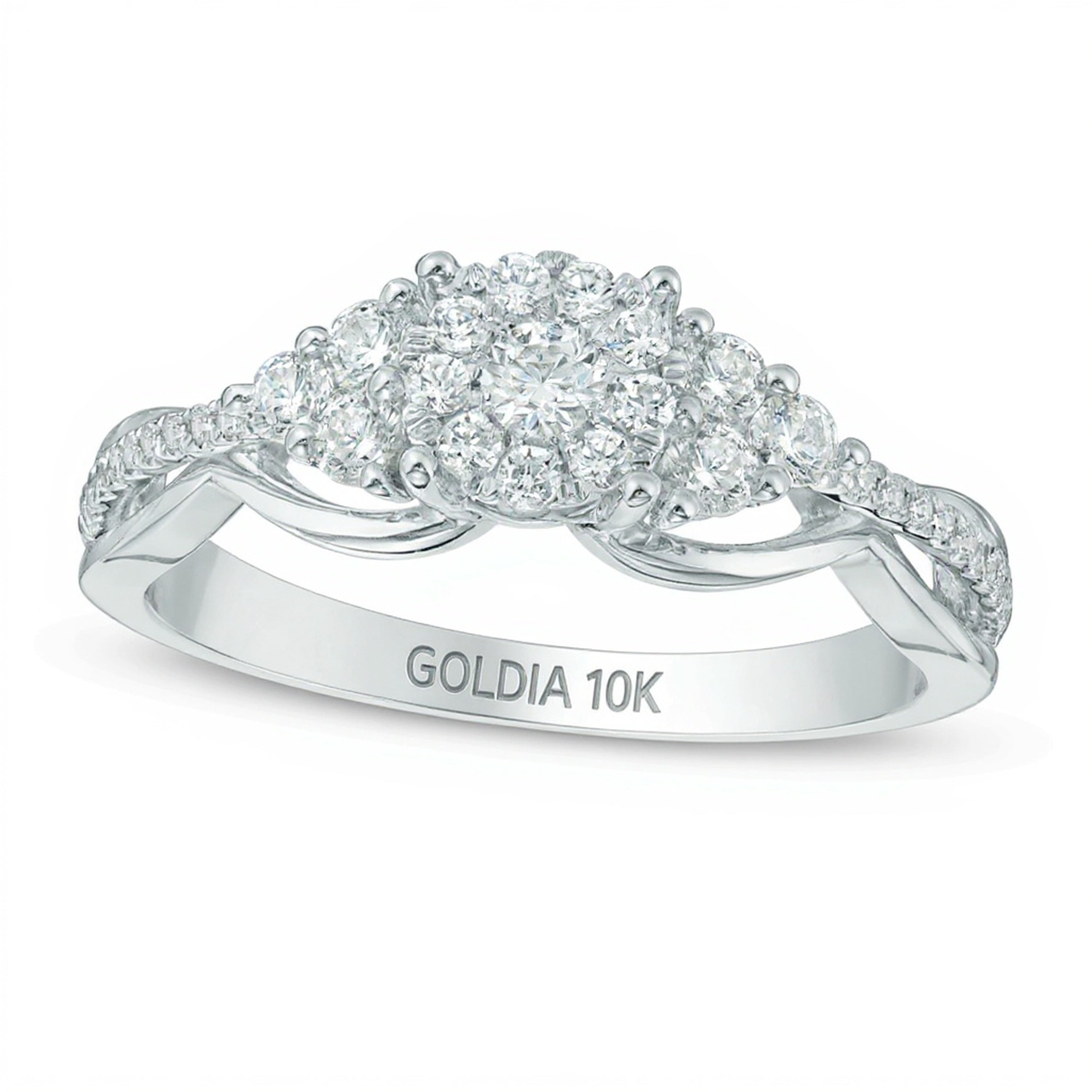 0.5 CT. TW Multi-Diamond Tri-Sides Engagement Ring in 10K White Gold