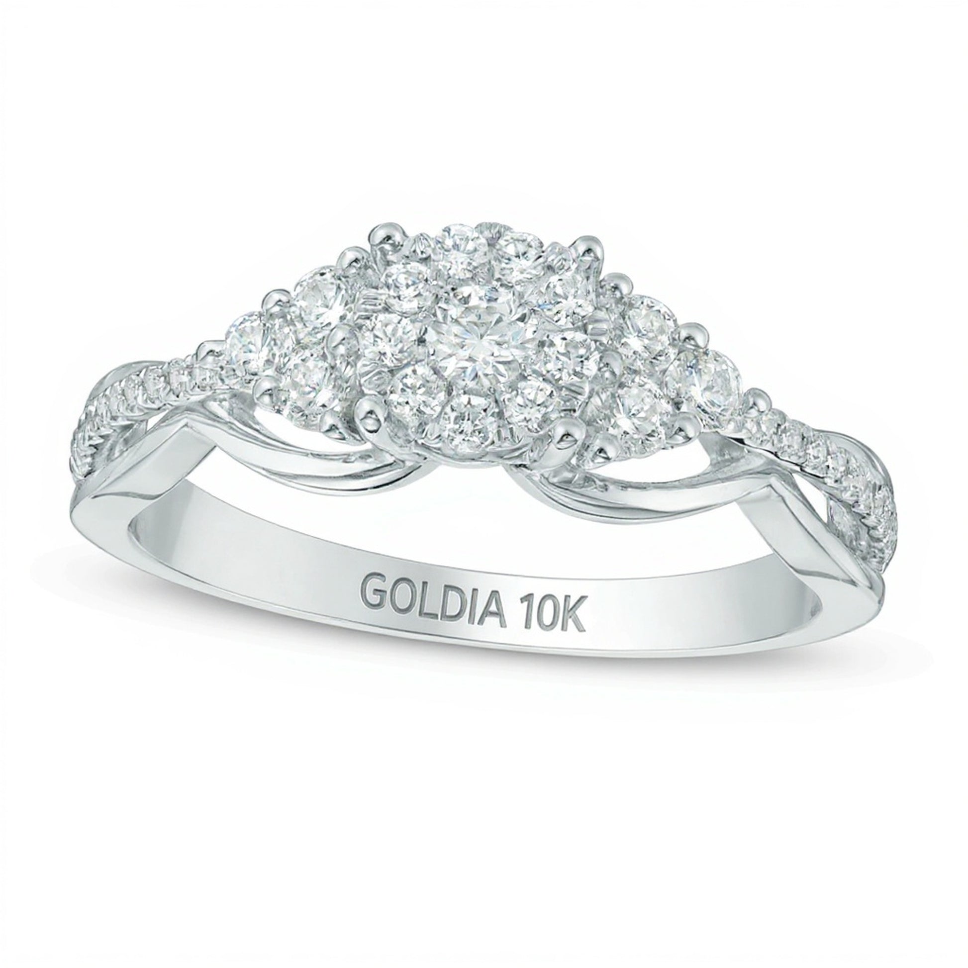 0.5 CT. TW Multi-Diamond Tri-Sides Engagement Ring in 10K White Gold
