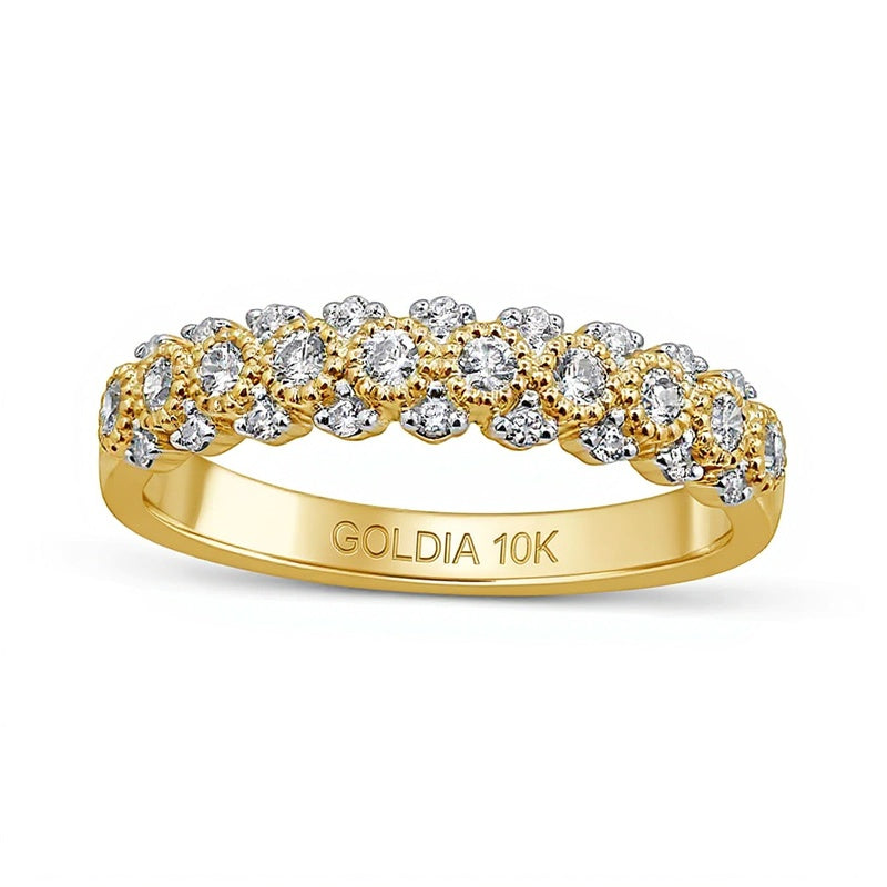 0.33 CT. TW Diamond Beaded Frame Anniversary Band in 10K Gold