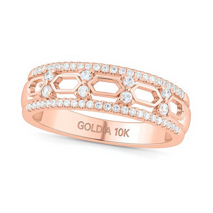 0.33 CT. TW Diamond Edge Hexagon Station Band in 10K Rose Gold