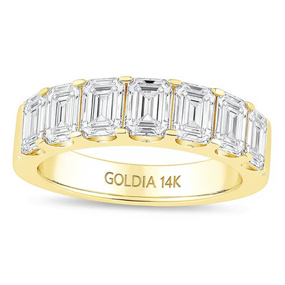 3.0 CT. TW Emerald-Cut Lab-Grown Diamond Seven Stone Anniversary Band in 14K Gold (F/SI2)
