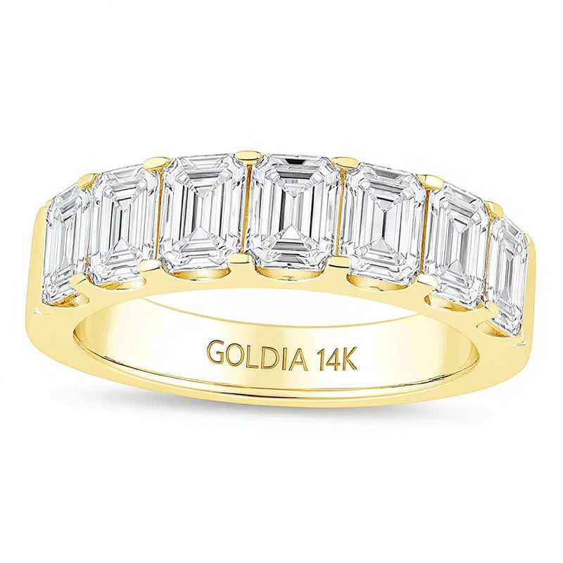 3.0 CT. TW Emerald-Cut Lab-Grown Diamond Seven Stone Anniversary Band in 14K Gold (F/SI2)