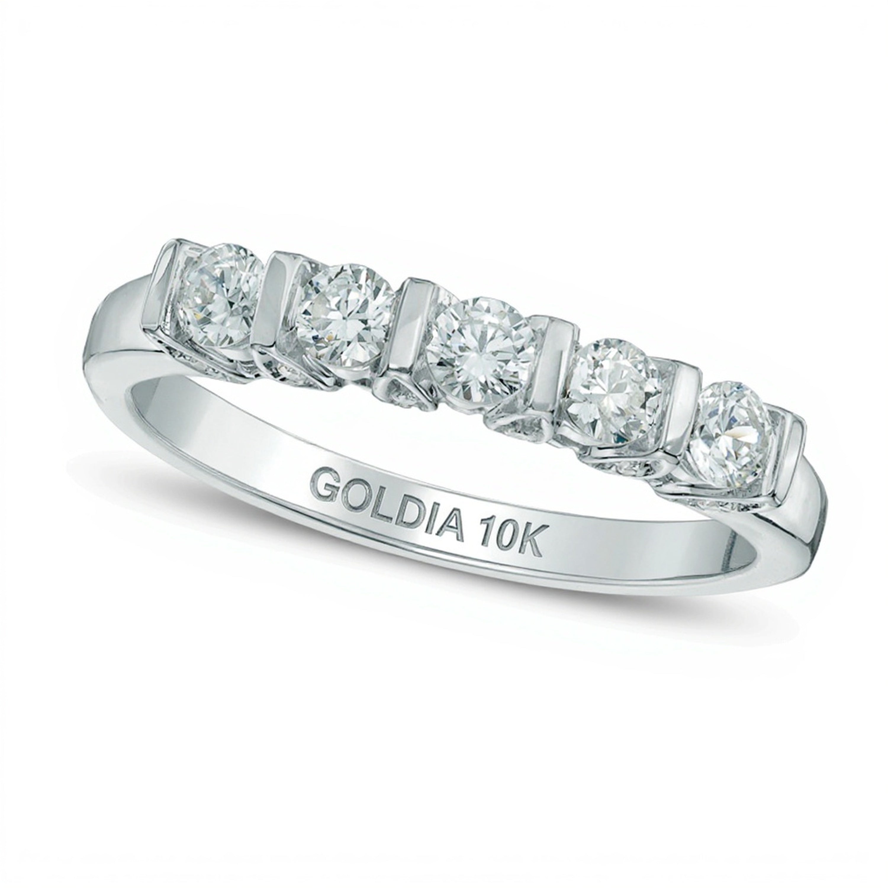 0.5 CT. TW Diamond Five Stone Band in 10K White Gold