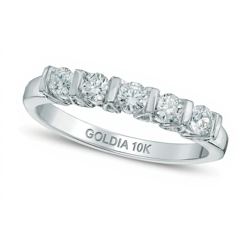 0.5 CT. TW Diamond Five Stone Band in 10K White Gold