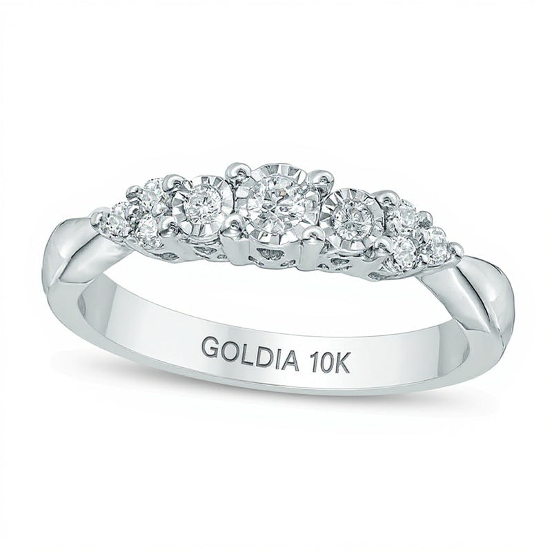 0.2 CT. TW Diamond Three Stone Tri-Sides Ring in 10K White Gold