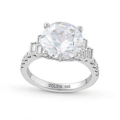 5.63 CT. TW Lab-Grown Diamond Tri-Sides Collar Engagement Ring in 14K White Gold (F/VS2)