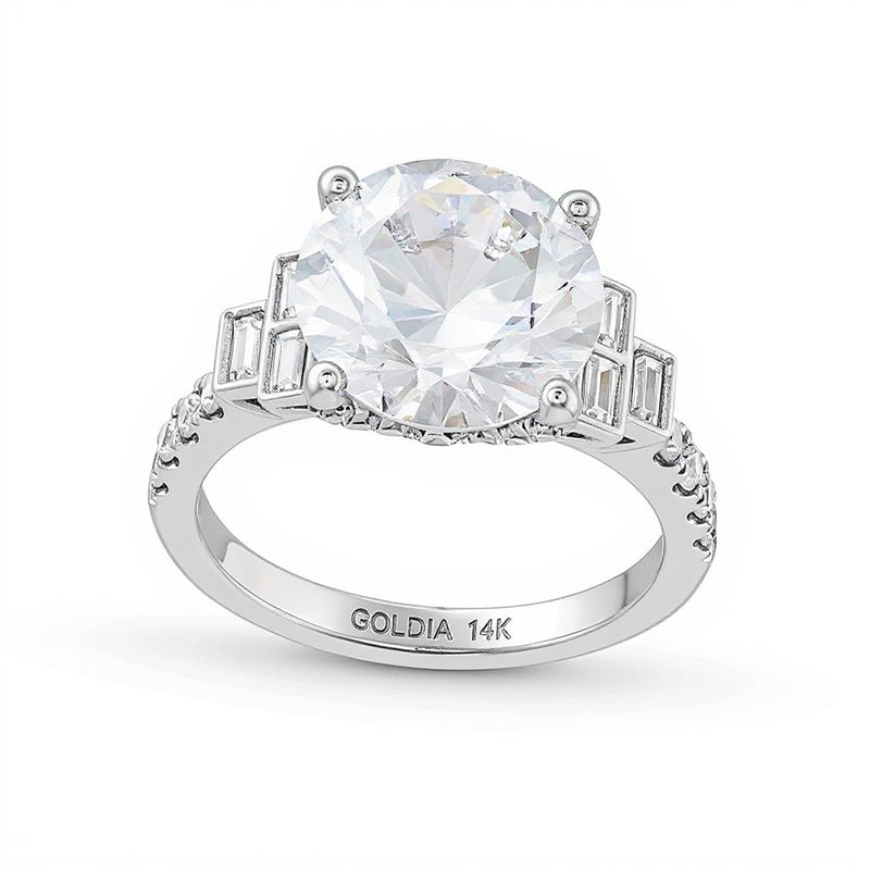 5.63 CT. TW Lab-Grown Diamond Tri-Sides Collar Engagement Ring in 14K White Gold (F/VS2)