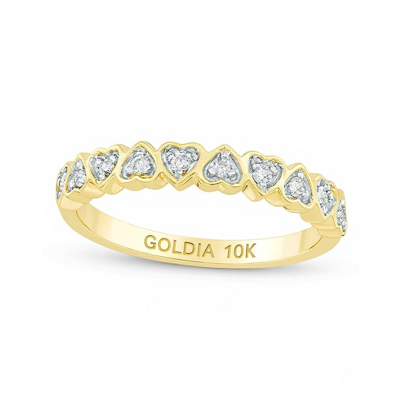 0.1 CT. TW Diamond Heart-Shaped Anniversary Band in 10K Gold
