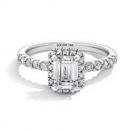 1.5 CT. TW Emerald-Cut Lab-Grown Diamond Frame Ring in 14K White Gold (F/SI2)