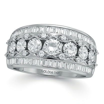 2.0 CT. TW Round and Baguette Diamond Anniversary Band in 14K White Gold