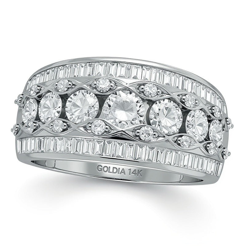 2.0 CT. TW Round and Baguette Diamond Anniversary Band in 14K White Gold