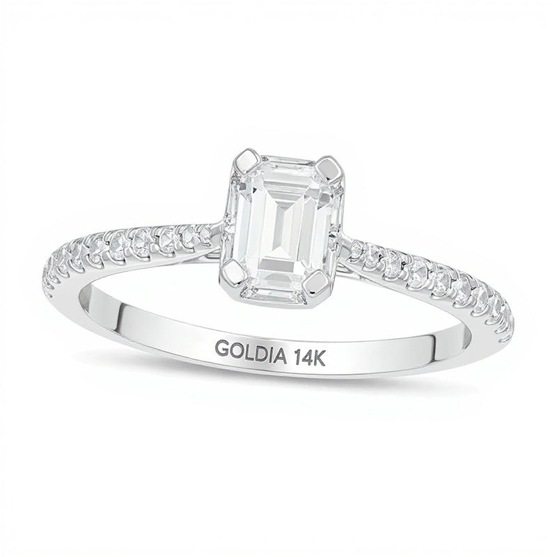 0.75 CT. TW Emerald-Cut Diamond Frame Engagement Ring in 14K White Gold