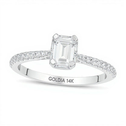 0.75 CT. TW Emerald-Cut Diamond Frame Engagement Ring in 14K White Gold