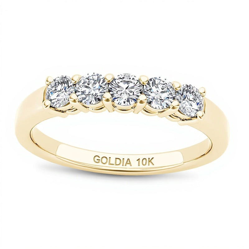 0.5 CT. TW Diamond Five Stone Anniversary Band in 10K Gold