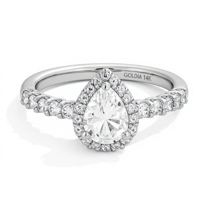 1.5 CT. TW Pear-Shaped Lab-Grown Diamond Frame Ring in 14K White Gold (F/SI2)