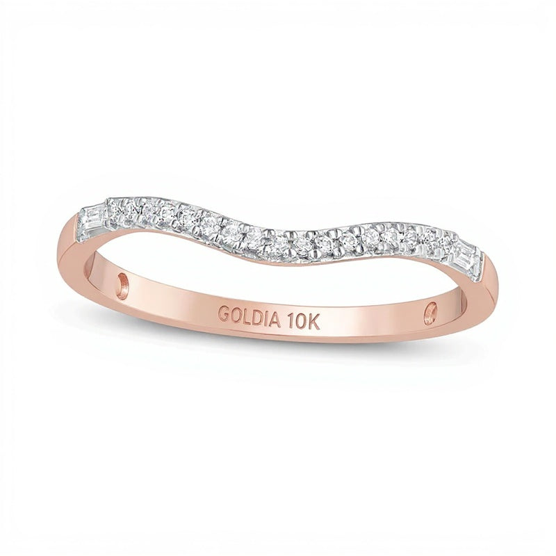 0.1 CT. TW Diamond Contour Anniversary Band in 10K Rose Gold