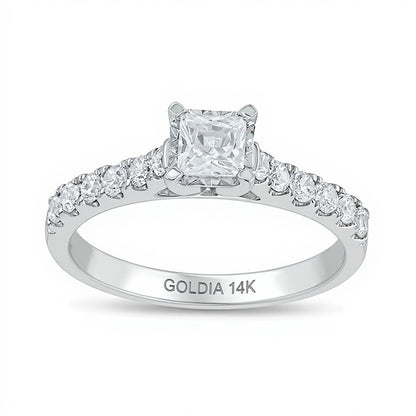 Previously Owned 0.75 CT. TW Princess-Cut Diamond Engagement Ring in 14K White Gold