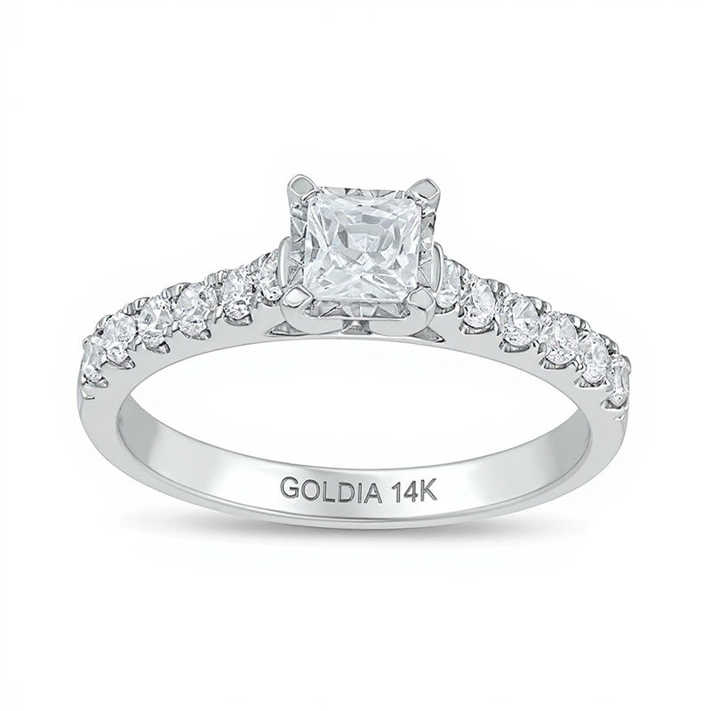 Previously Owned 0.75 CT. TW Princess-Cut Diamond Engagement Ring in 14K White Gold