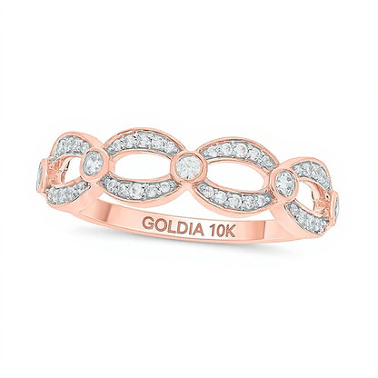 0.25 CT. TW Diamond Open Link Station Stackable Band in 10K Rose Gold