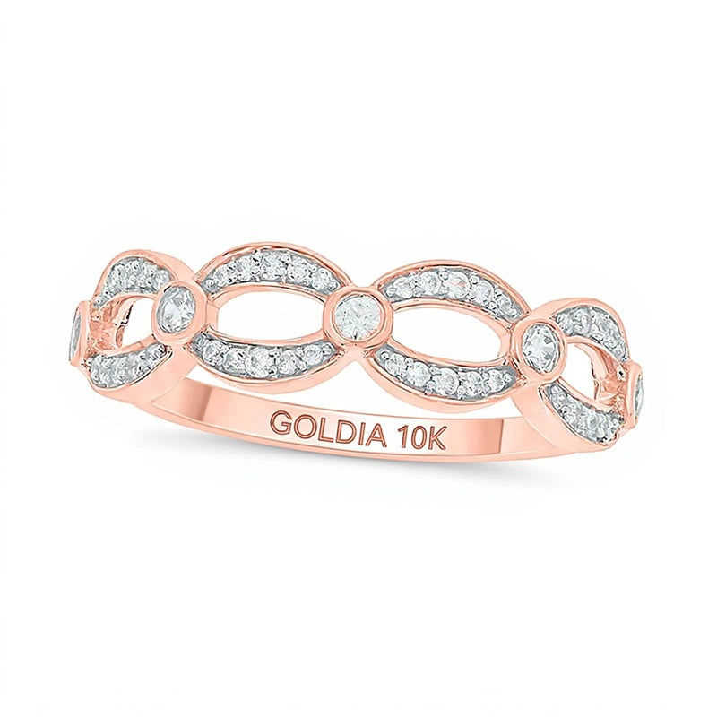 0.25 CT. TW Diamond Open Link Station Stackable Band in 10K Rose Gold
