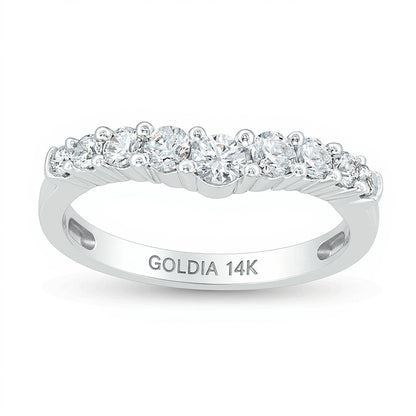 0.5 CT. TW Diamond Nine Stone Contour Wedding Band in 14K White Gold