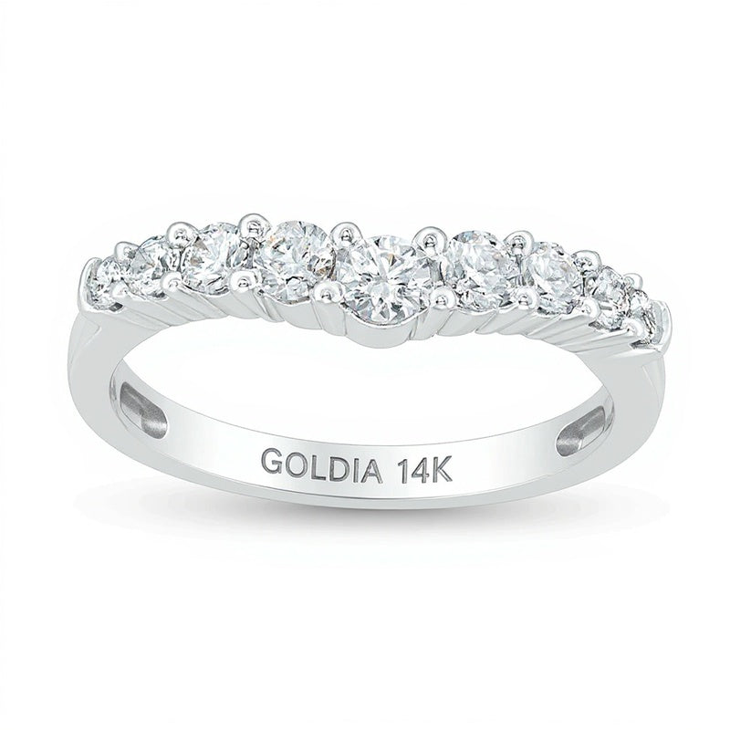 0.5 CT. TW Diamond Nine Stone Contour Wedding Band in 14K White Gold