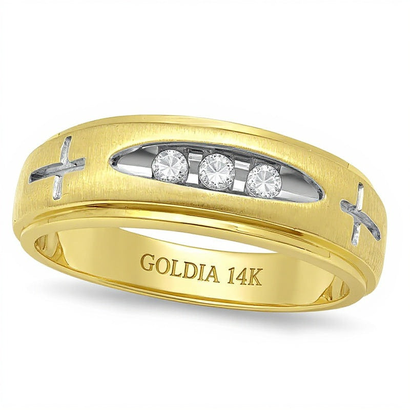 Diamond Accent Cross Wedding Band in 14K Gold