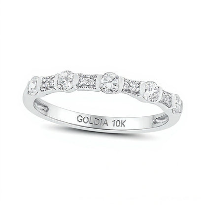 0.33 CT. TW Diamond Vintage-Style Stack Anniversary Band in 10K White Gold