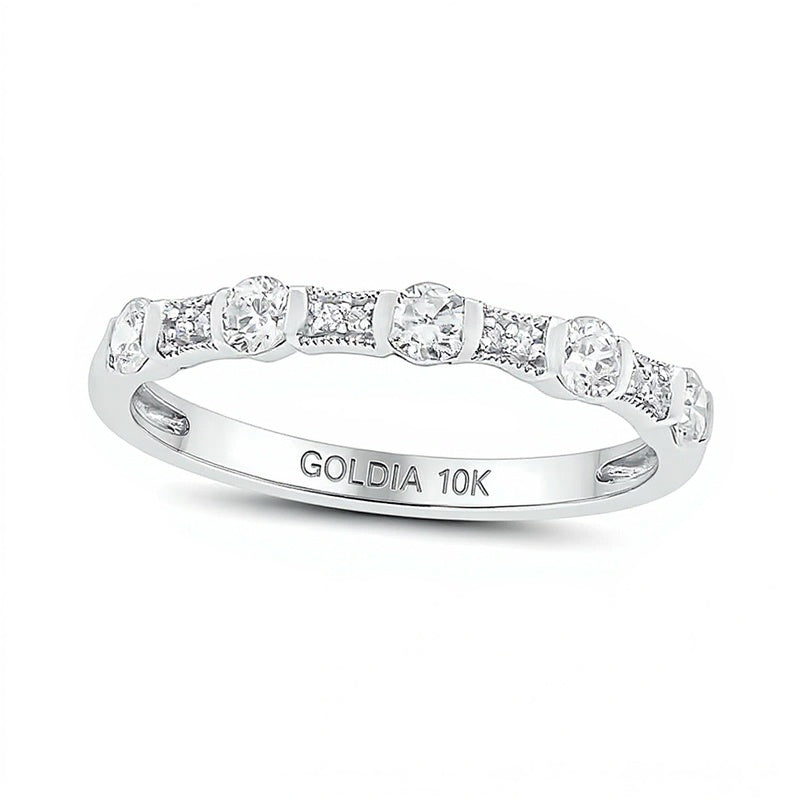0.33 CT. TW Diamond Vintage-Style Stack Anniversary Band in 10K White Gold