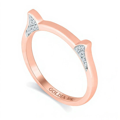 0.1 CT. TW Diamond Cat Ears Ring in 10K Rose Gold
