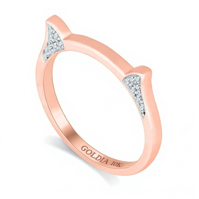0.1 CT. TW Diamond Cat Ears Ring in 10K Rose Gold