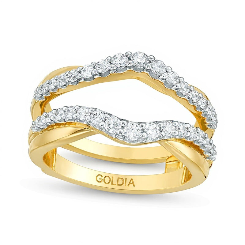 0.63 CT. TW Diamond Layered Contour Ring Solitaire Enhancer in 14K Gold