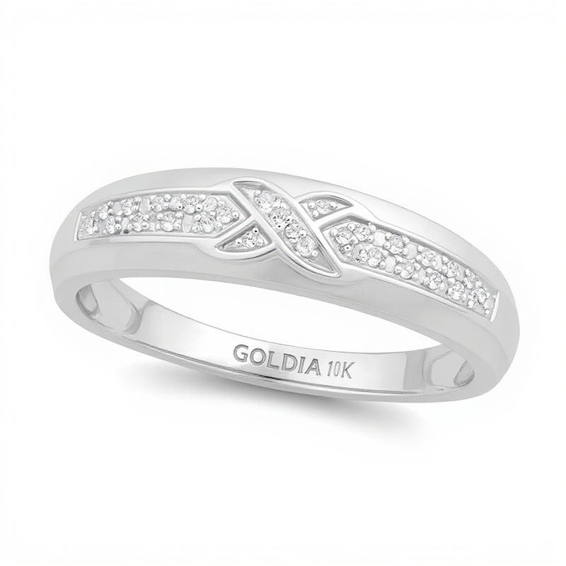 0.05 CT. TW Diamond Criss-Cross Wedding Band in 10K White Gold