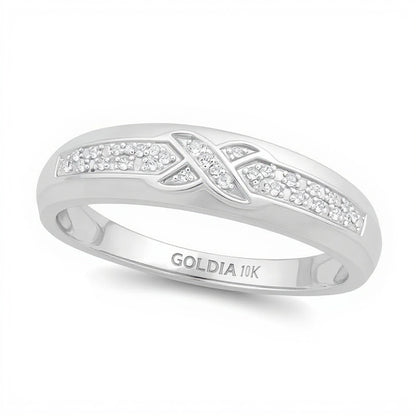 0.05 CT. TW Diamond Criss-Cross Wedding Band in 10K White Gold